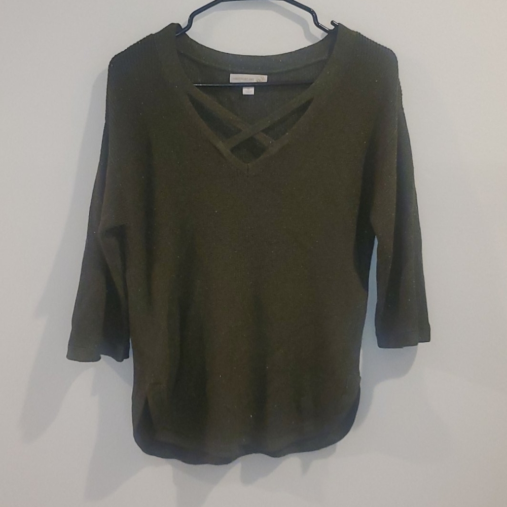 3/4 Sleeve Criss Cross Sweater